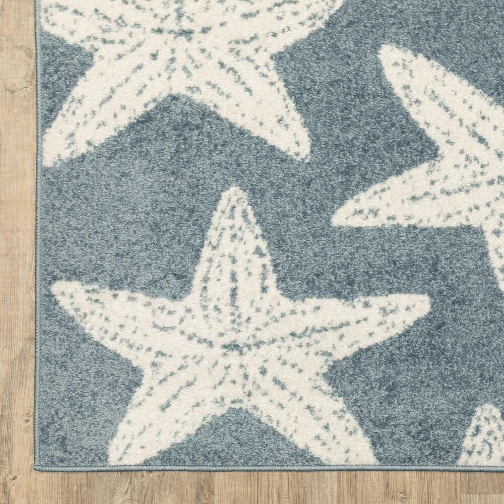 ROW by Oriental Weavers Quinn Starfish Blue and Ivory 5'3" x 7' Area Rug, , large