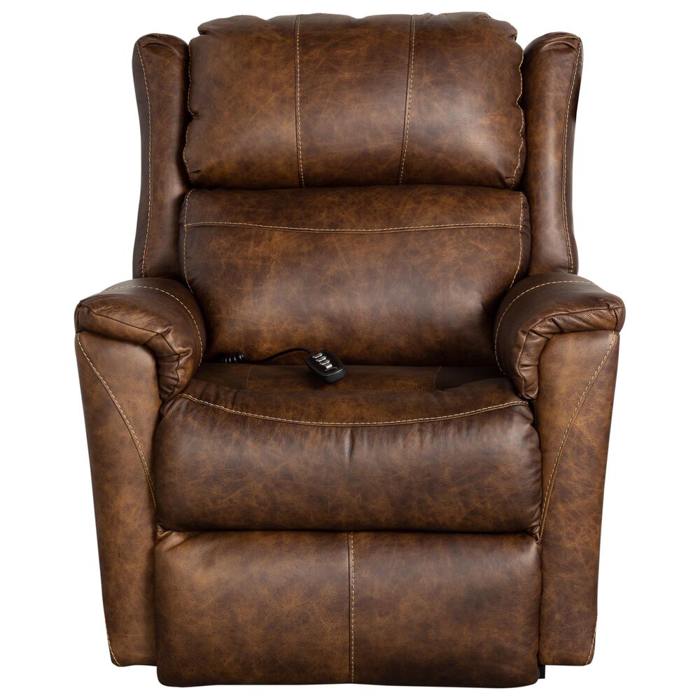 Southern Motion Leather Power Lift Recliner with Power Headrest in Chaps Brown, , large
