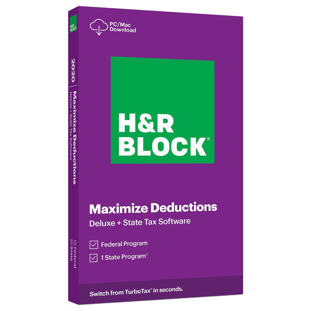 H&R Block Tax Software Deluxe + State 2020 Mac/PC, , large