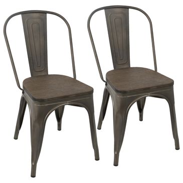 Lumisource Oregon Stackable Dining Chair in Espresso/Antique (Set of 2), , large