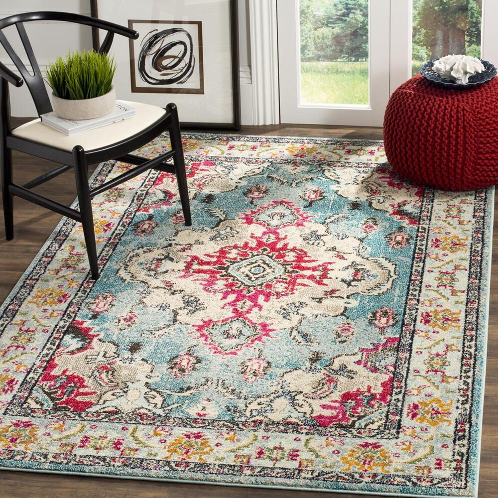 Safavieh Monaco MNC243J-10 10&#39; x 14&#39; Light Blue/Fuchsia Area Rug, , large