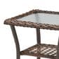 Sunwell Garden 20" Patio Square Side Table with Glass Top in Brown, , large