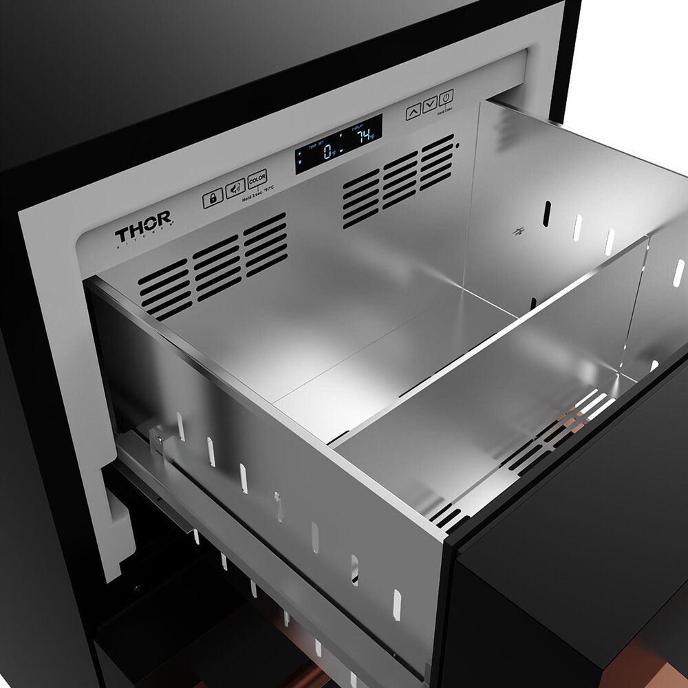 Thor Kitchen Gordon Ramsay 5.4 Cu. Ft. Undercounter Drawer Refrigerator with Rose Gold Handle Kit in Black, , large
