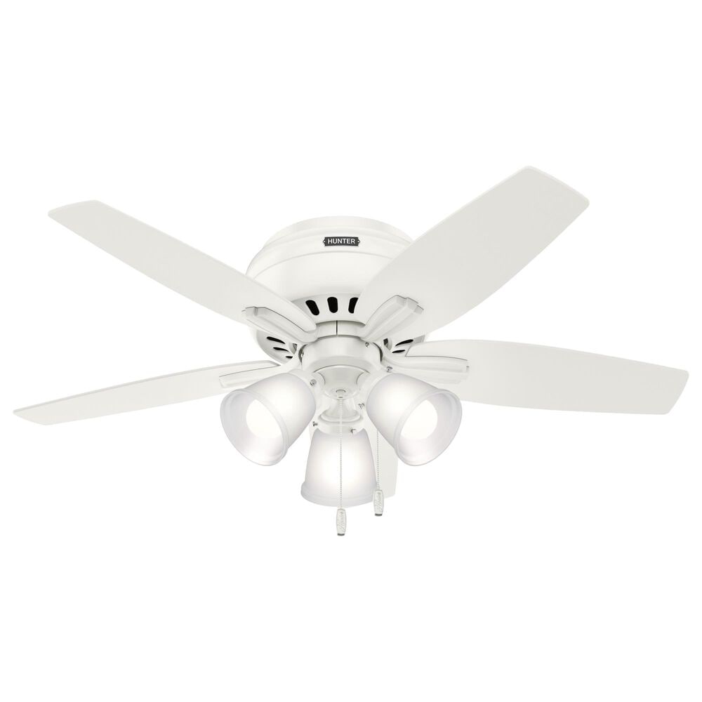 Hunter Newsome Low Profile 42" Ceiling Fan with Clear Frosted Lights in Fresh White, , large