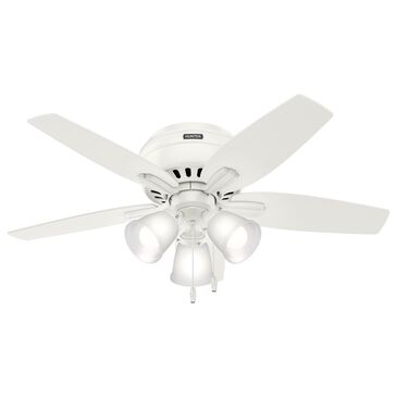 Hunter Newsome Low Profile 42" Ceiling Fan with Clear Frosted Lights in Fresh White, , large