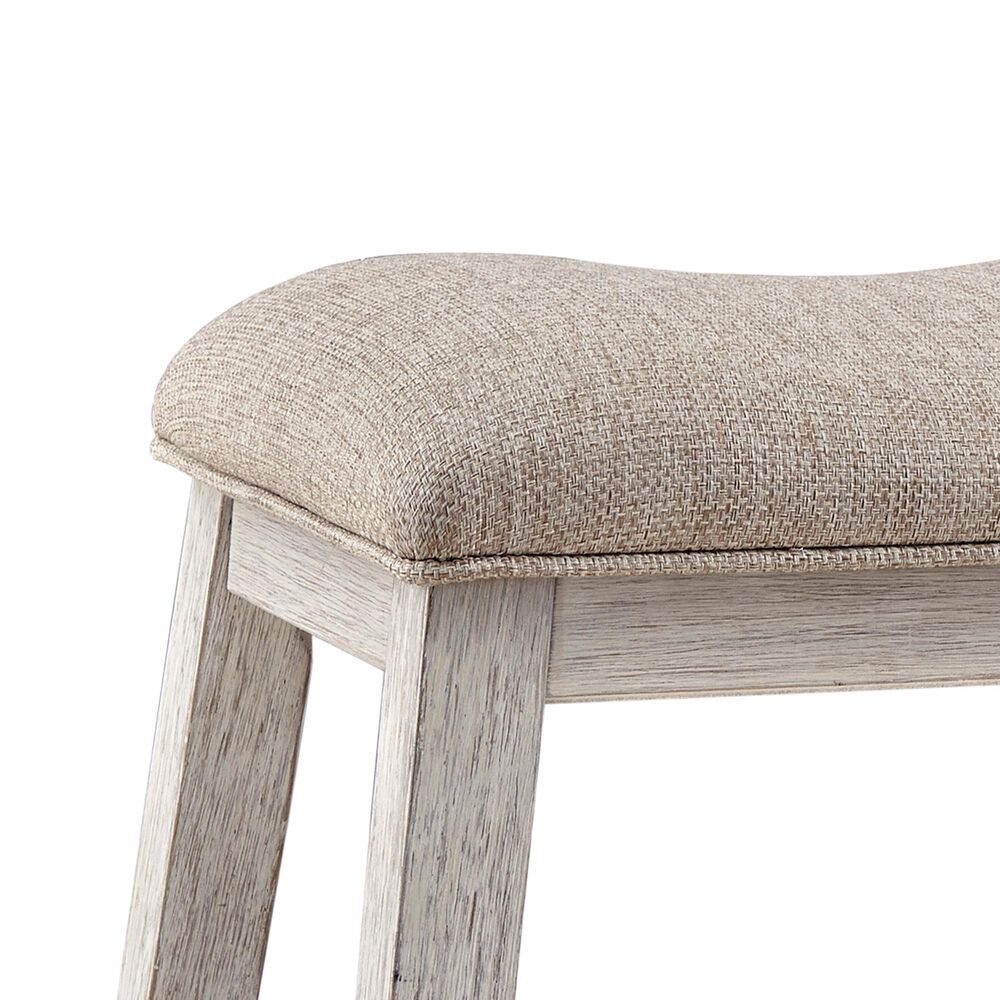 Ashley Skempton Upholstered Counter Stool in Distressed White and Light Brown &#40;Set of 2&#41;, , large