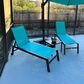 HOMLUX 3-Piece Patio Chaise Lounge Set with Wheels in Turquoise Blue, , large