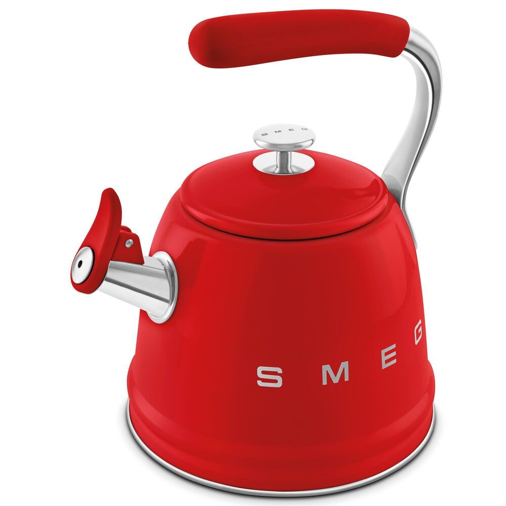 SMEG 2.3L Retro Style Electric Whistling Kettle in Red, , large