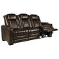 Frankfurt Furniture Leather Power Reclining Sofa with Power Headrest in Brown, , large