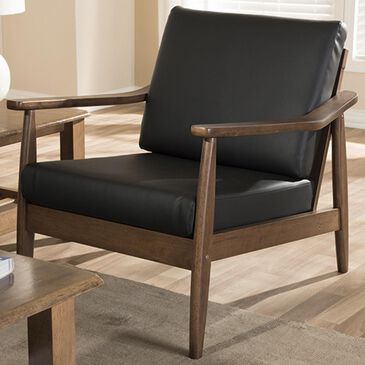 Baxton Studio Venza Lounge Chair in Black, , large