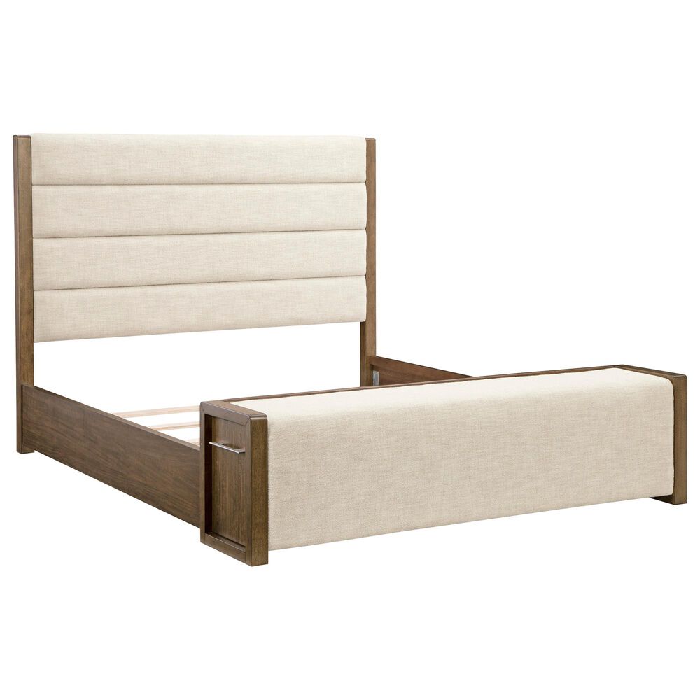 Ashley Marxmore King Upholstered Storage Bed with Two Nightstands in Brown, , large