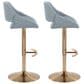 LumiSource Fabrico Swivel Adjustable Bar Stool with Blue Noise Fabric Upholstery and Rounded T Footrest in Gold (Set of 2), , large