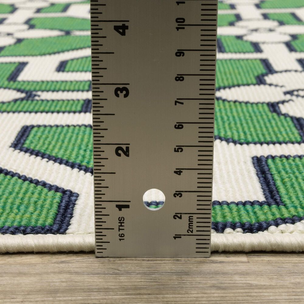 Oriental Weavers Havana Ivory and Green 1'10" x 7'3" Indoor/Outdoor Runner, , large