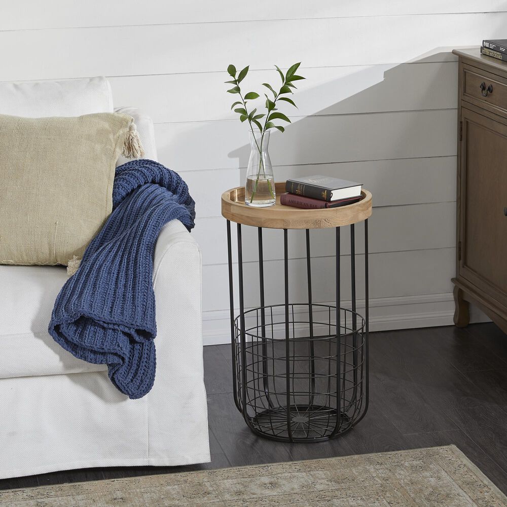 Uma Enterprises Tray Top Accent Table in Brown and Black, , large