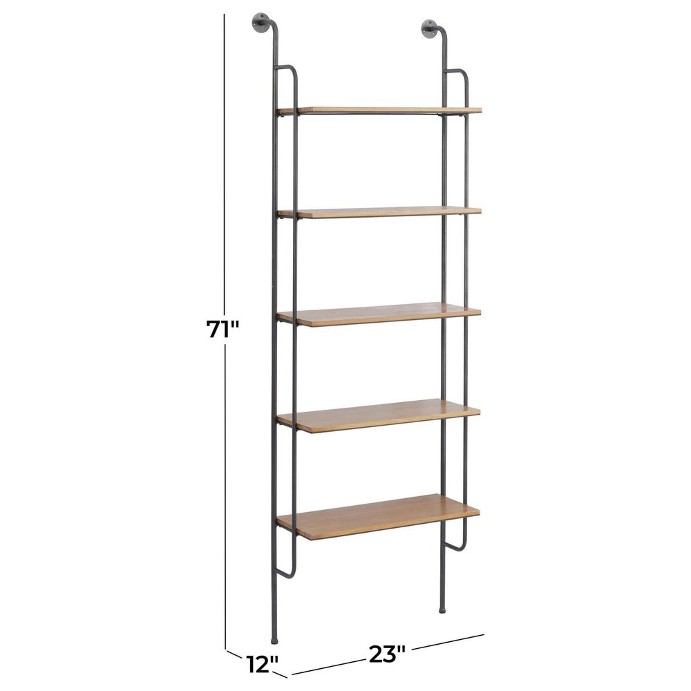 Maple and Jade 23" Wall Shelf in Brown and Black, , large