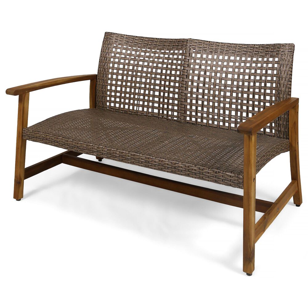 Hearth and Haven Hampton Outdoor Loveseat in Dark Natural, , large