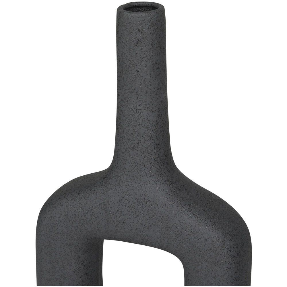 Maple and Jade 2-Piece Donut Shaped Decorative Vase Set in Matte Black, , large