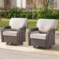 Hearth and Haven Outdoor Swivel Glider Chair with Beige Cushion in Brown (Set of 2), , large