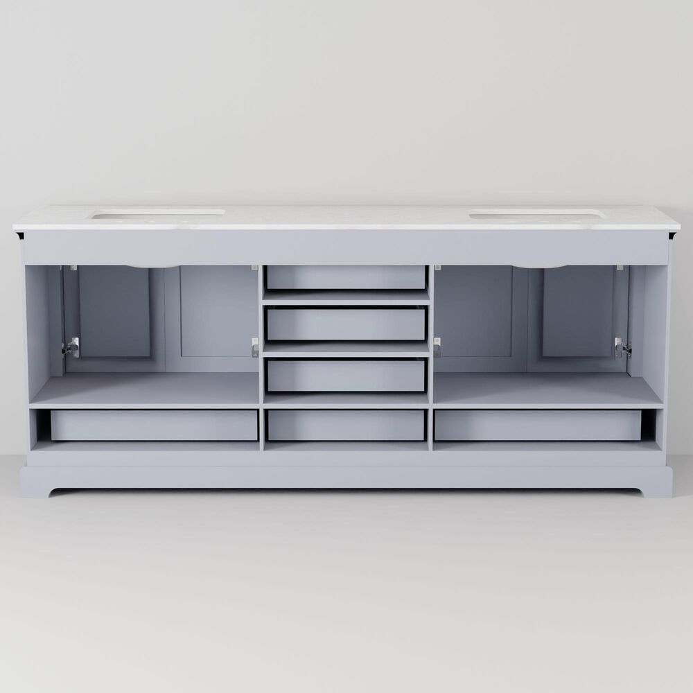 Lexora Home Dukes 80" Double Bathroom Vanity in Dark Grey with 2 cm White Cultured Marble Top and Rectangular Sinks, , large