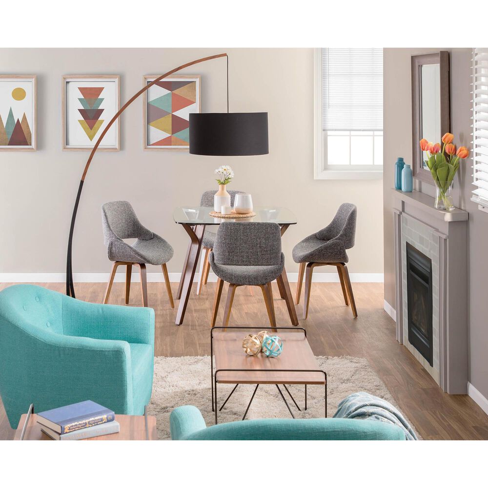 Lumisource Fabrico Side Chair with Grey Noise Upholstered in Walnut &#40;Set of 2&#41;, , large