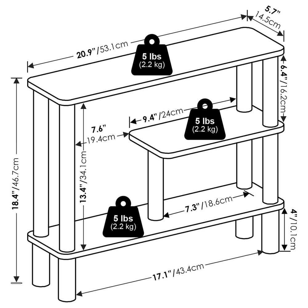 HOMLUX Turn-N-Tube 3-Tier Slim Space Saving Storage Rack in White, , large