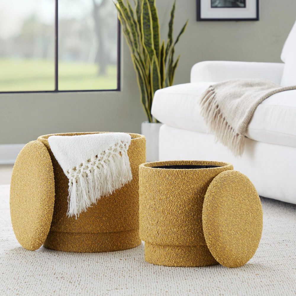 Lumisource Marla 2-Piece Upholstered Ottoman Set in Yellow, , large