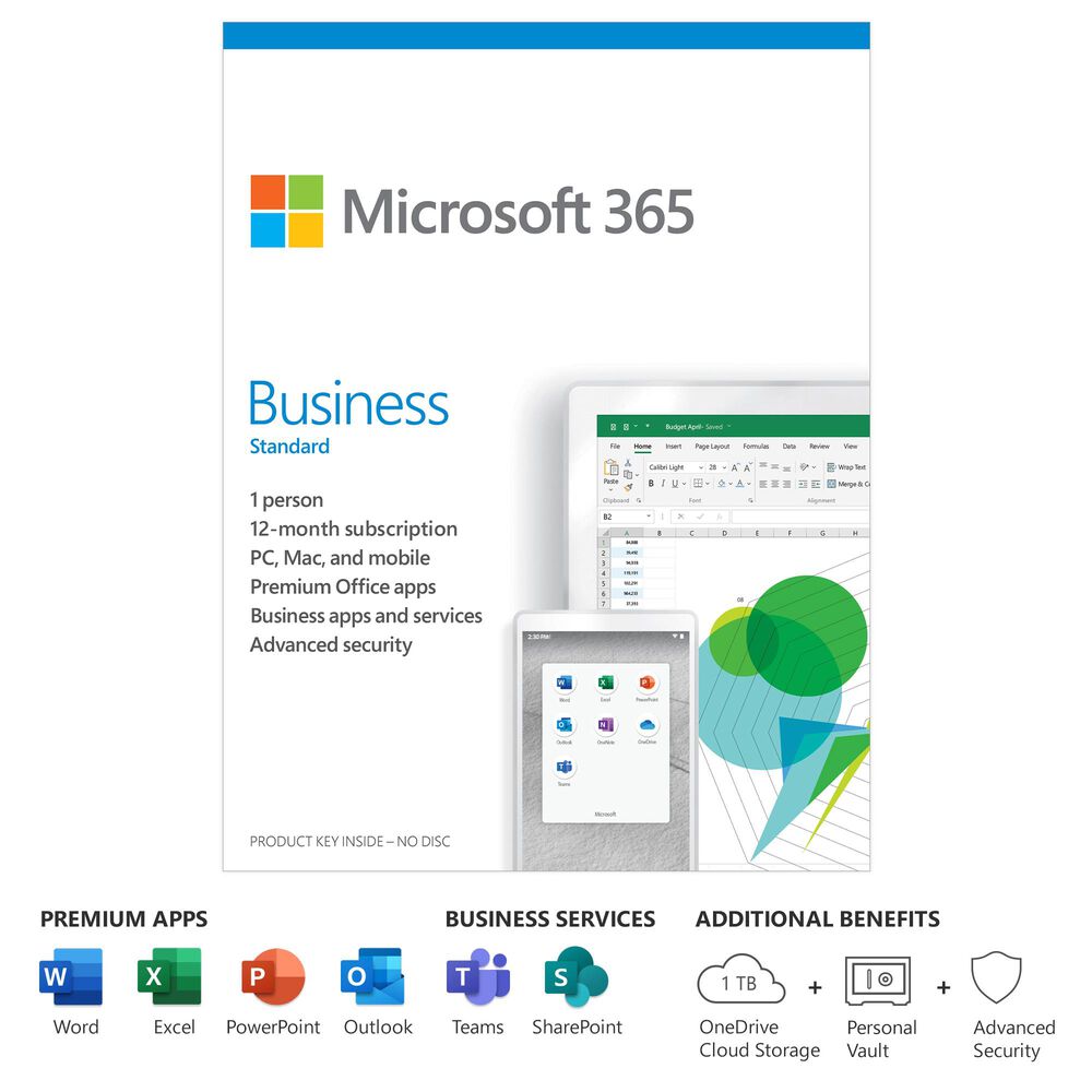 Microsoft 365 Business Standard (12 Month Subscription)(1 Person) Digital Code for PC or Mac, , large
