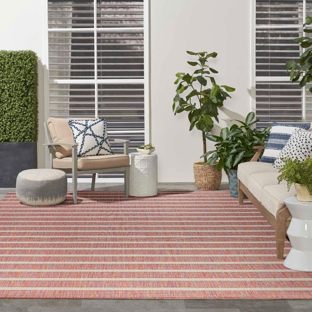 Nourison Positano POS03 Rainbow and Ivory 7&#39; x 10&#39; Indoor/Outdoor Area Rug, , large