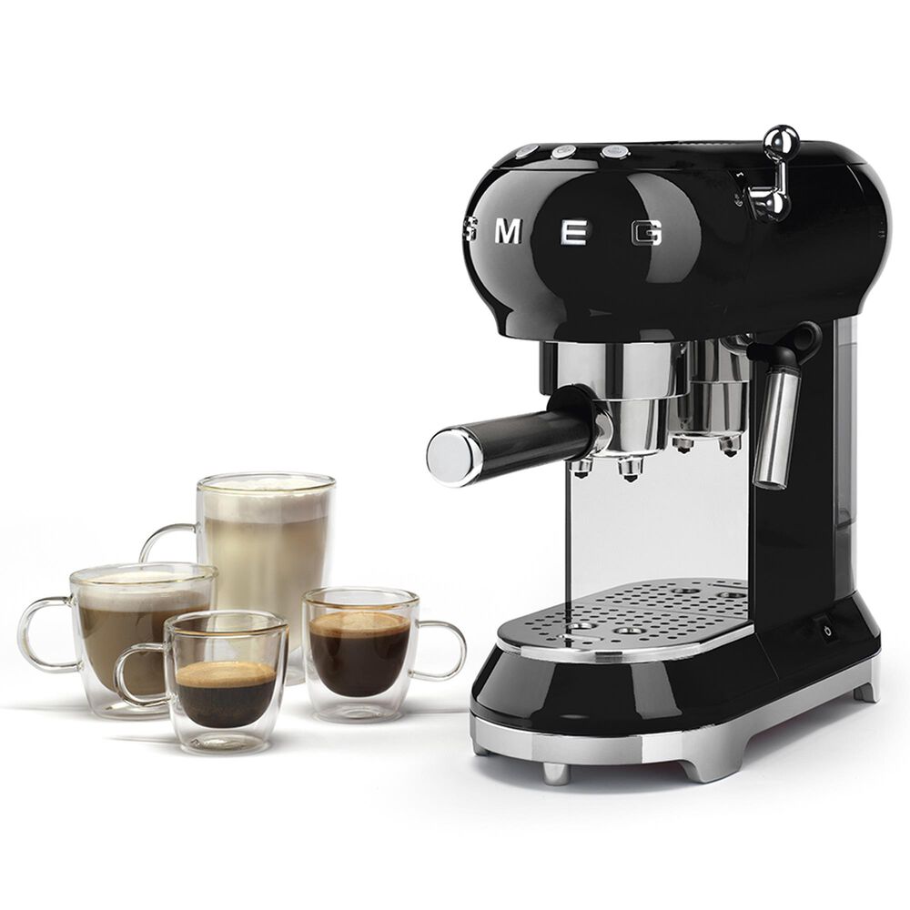 Smeg 33.81 Oz Espresso Manual Coffee Machine in Black and Polished Chrome, , large