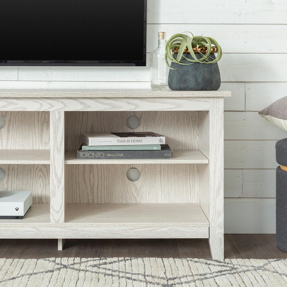 Walker Edison Essential 70&quot; TV Stand in White Wash, , large