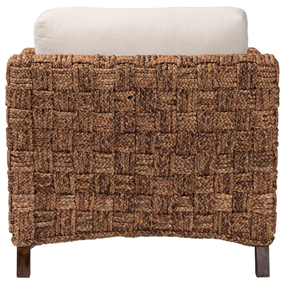 Baxton Studio Vevina Arm Chair with Natural Brown Seagrass in White, , large