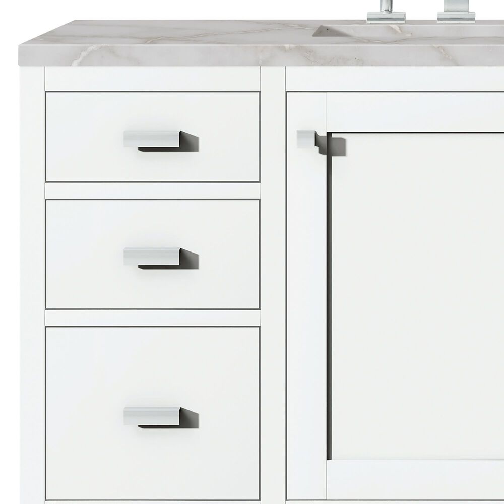 James Martin Vanities Addison 48" Single Bathroom Vanity in Glossy White with 3 cm Victorian Silver Quartz Top and Rectangular Sink, , large