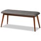 Baxton Studio Flora II Dining Bench with Dark Grey Cushion in Medium Oak, , large
