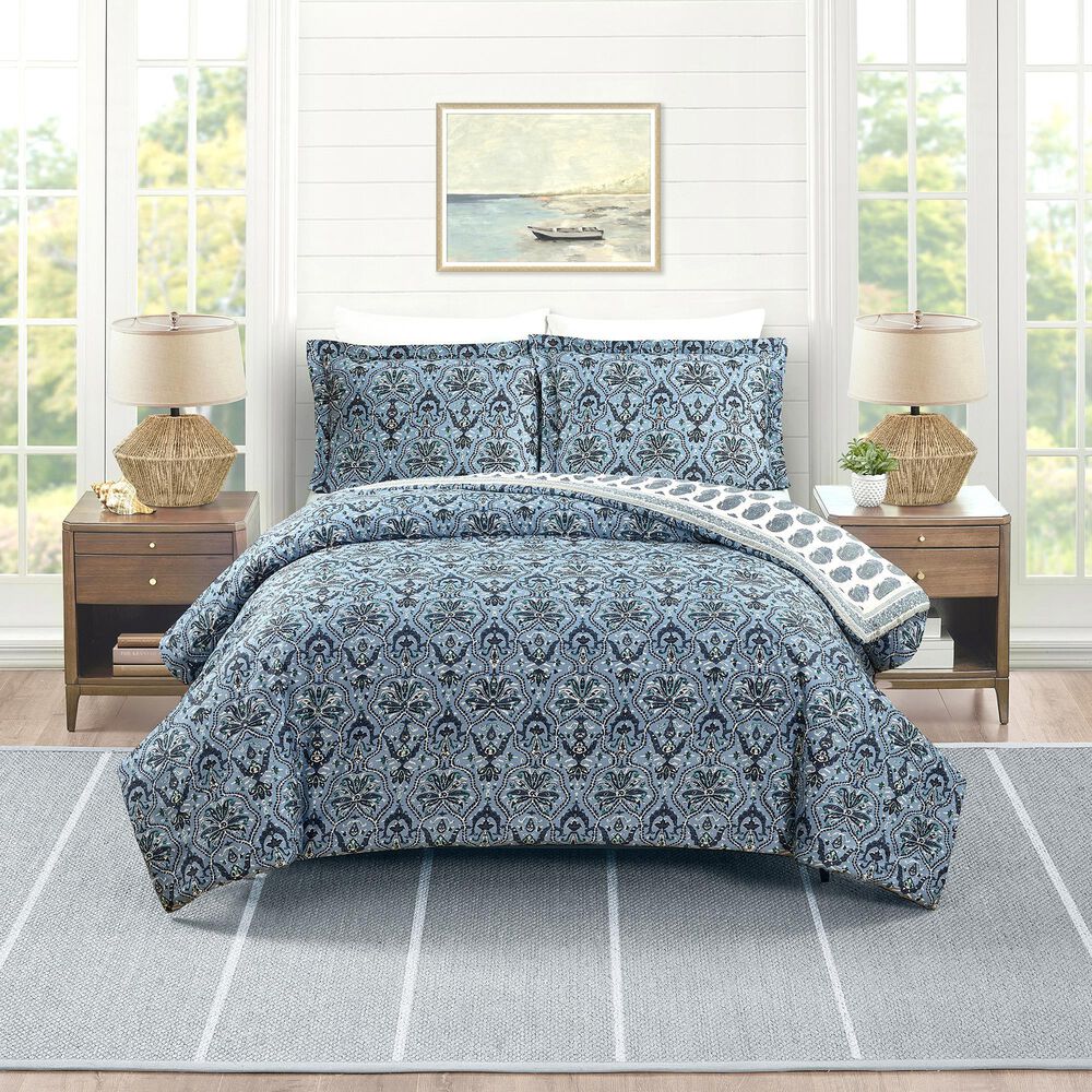 Peking Handicraft Hamilton 3-Piece King Comforter Set in Blue, , large