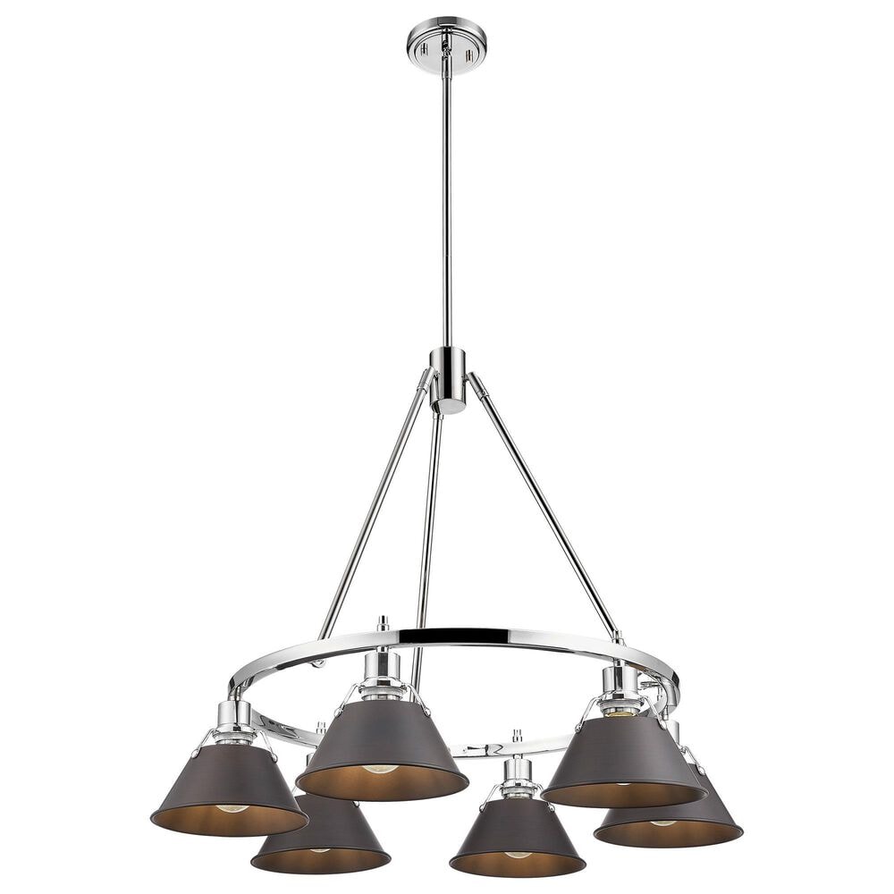 Golden Lighting Orwell 6-Light Chandelier with Rubbed Bronze Shade in Chrome, , large