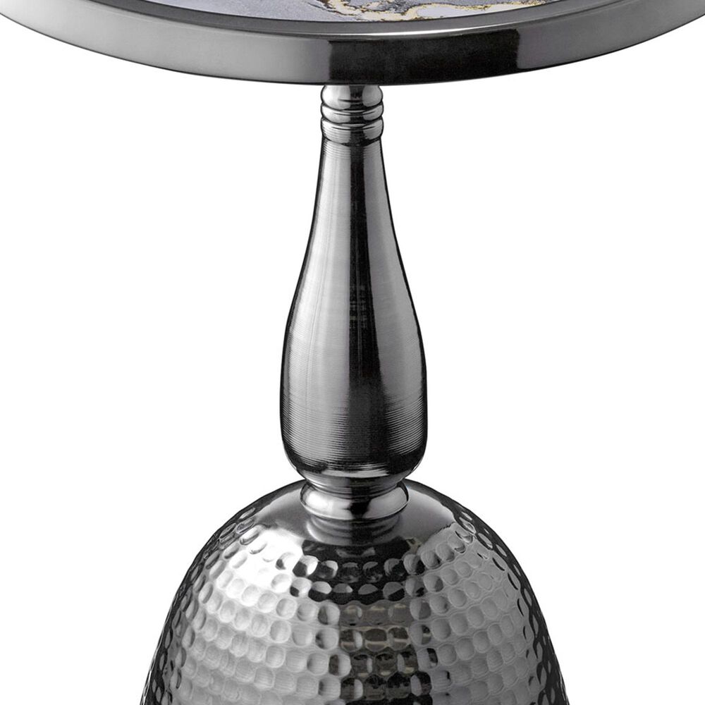 Furniture of America Gleam Round End Table in Black Nickel and Gray, , large