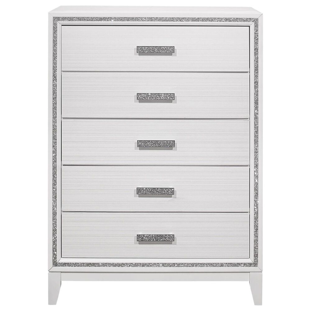 Global Furniture USA Lily 5-Drawer Chest in White and Glitter, , large
