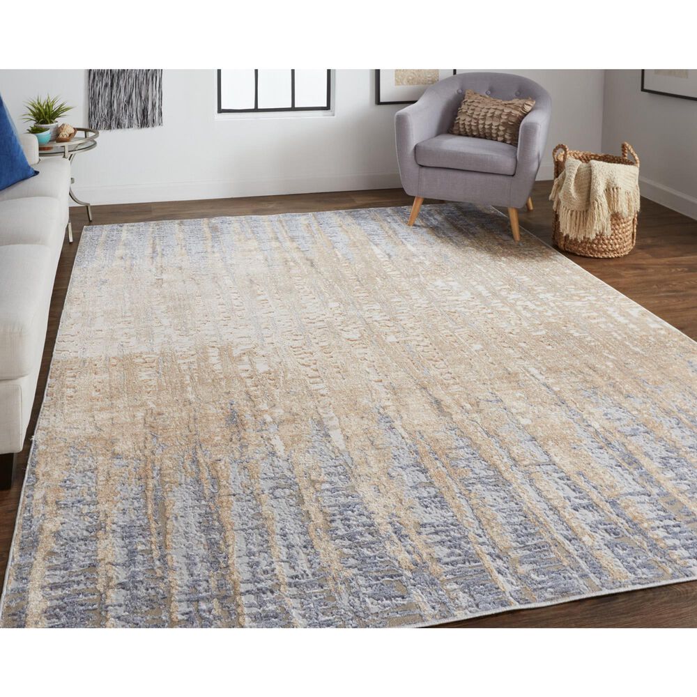 Feizy Laina 39G9F 3&#39; x 5&#39; Blue and Beige Area Rug, , large