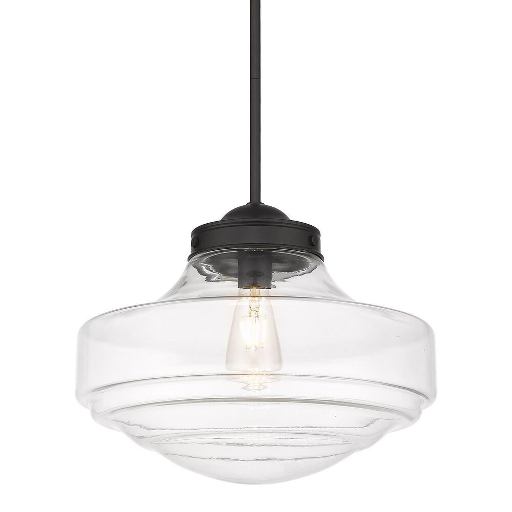 Golden Lighting Ingalls Large Pendant in Matte Black with Clear Glass, , large