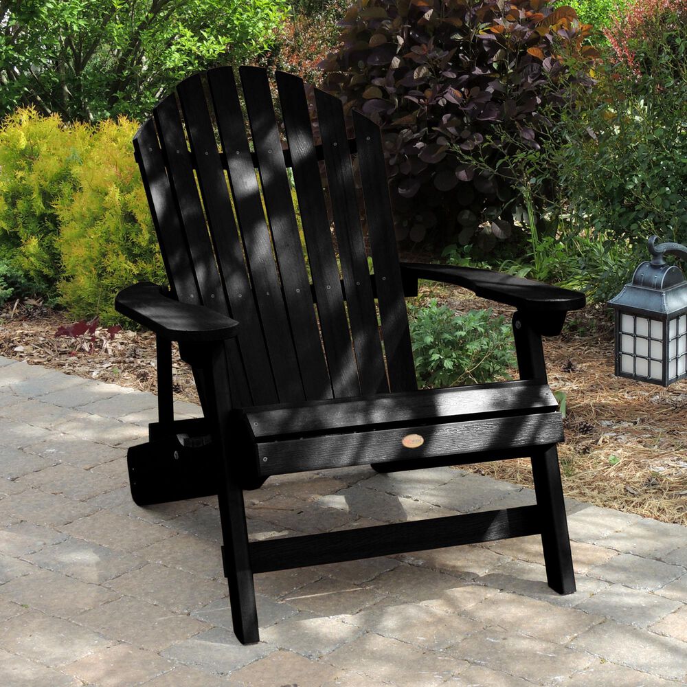 Highwood USA Hamilton Adirondack Chair &amp; Ottoman in Black, , large