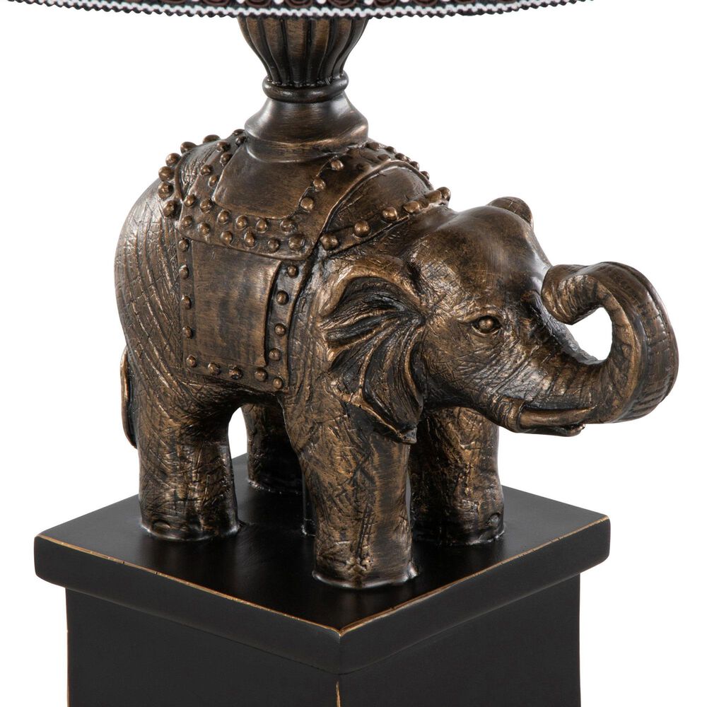 Grandview Gallery Elephant Polyresin Table Lamp in Bronze, , large