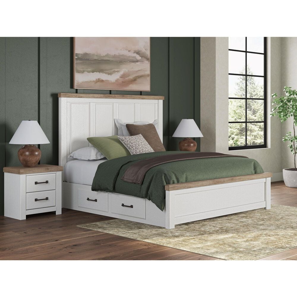 Ashley Savonport King Storage Panel Bed in White and Brown, , large