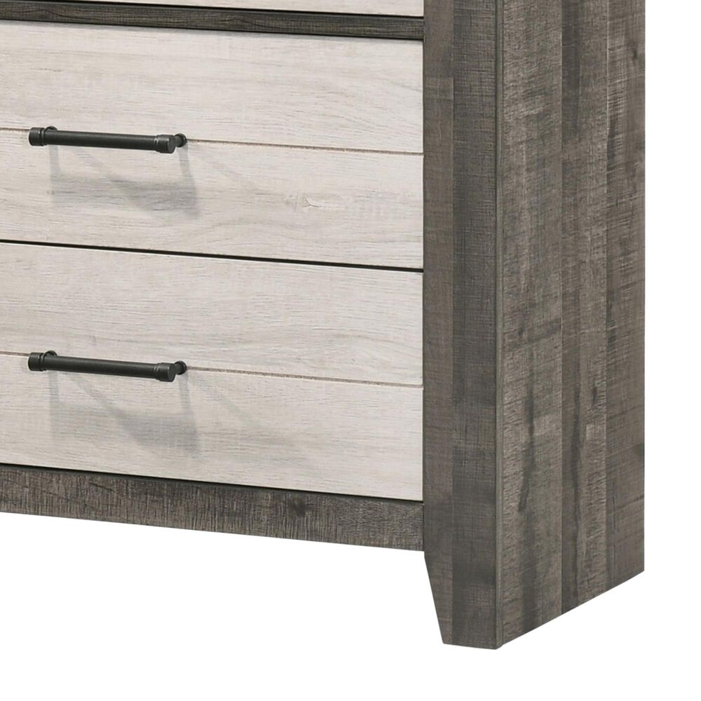 Crown Mark Rhett 6-Drawer Dresser in Gray and White, , large