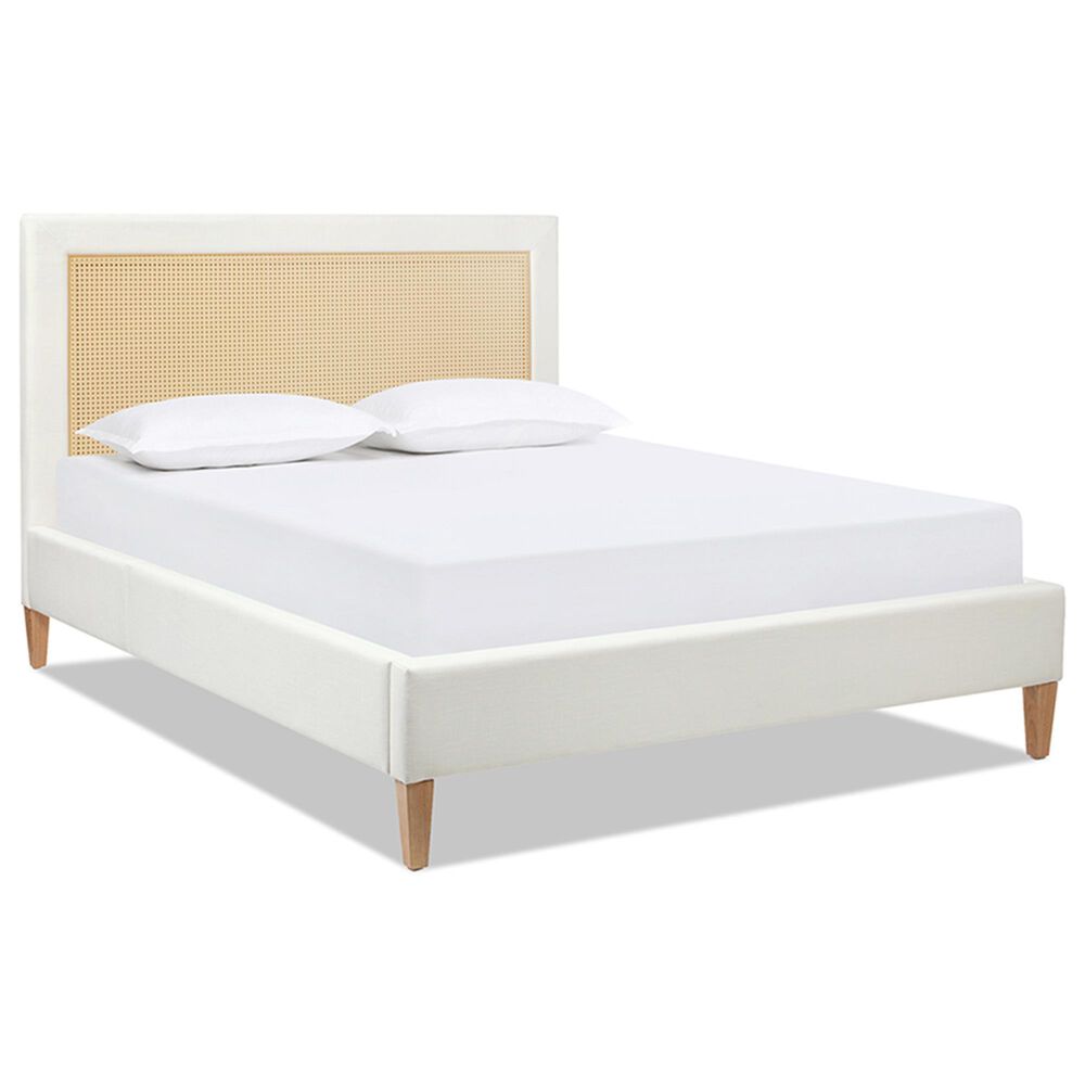 Jennifer Taylor Home Haley Queen Platform Bed with Snow White Upholstered in Natural, , large