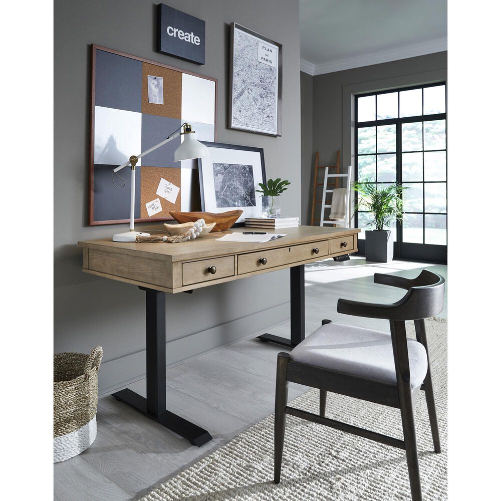 Riva Ridge Emerson 60&quot; Sit and Stand Desk in Light Elm and Black, , large