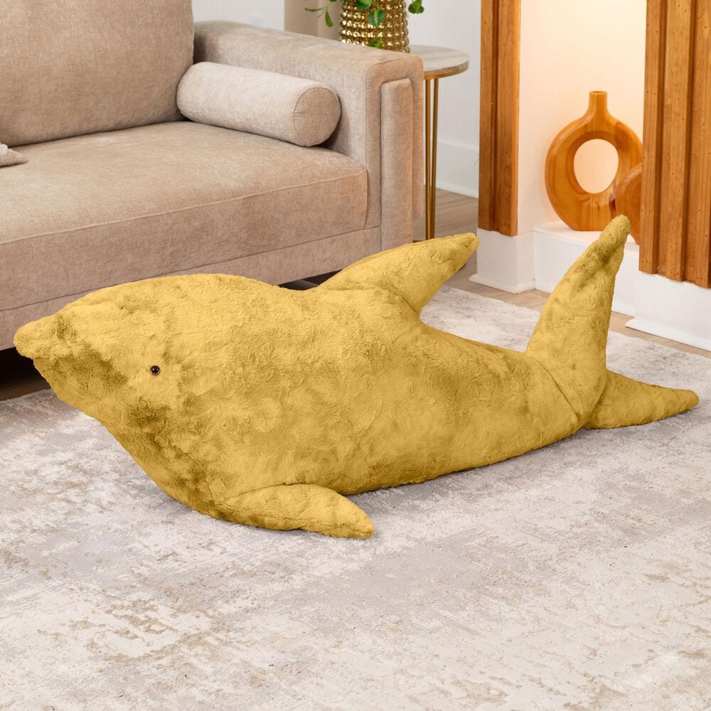 Jaxx Finn The Shark Sea Buddy Large Kids Stuffed Animal Bean Bag in Gold, , large