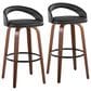 LumiSource Grotto Swivel Bar Stool with Black Velvet Upholstery in Walnut Wood and Black (Set of 2), , large