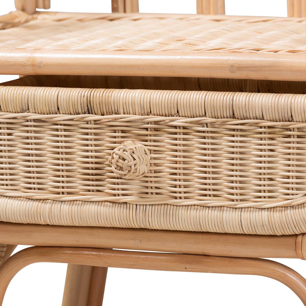 Baxton Studio Panchali 1-Drawer Rattan Nightstand in Natural Brown, , large
