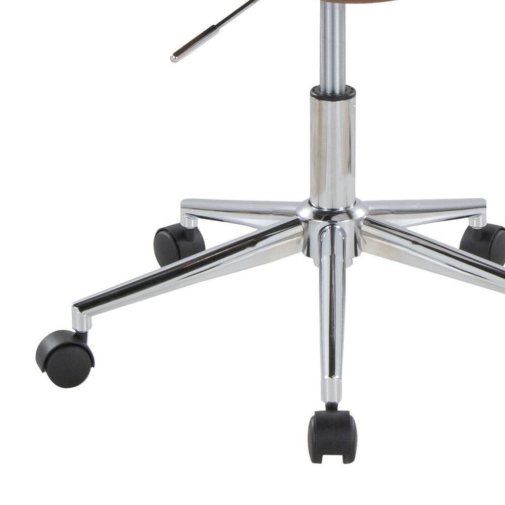 LumiSource Margarite Swivel Task Chair with Brown Faux Leather Cushion in Chrome, , large