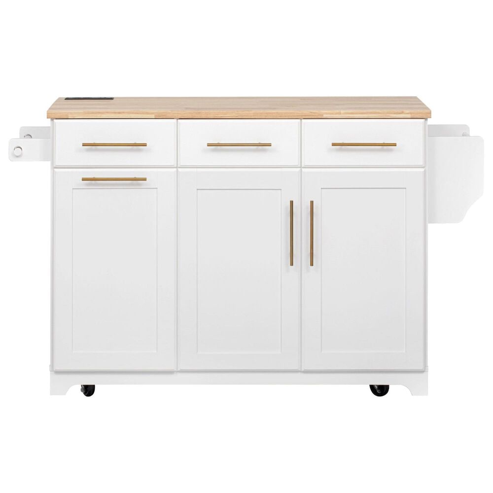 HOMLUX 59" Kitchen Island with 2 Pull Out Cabinet Organizers in White, , large